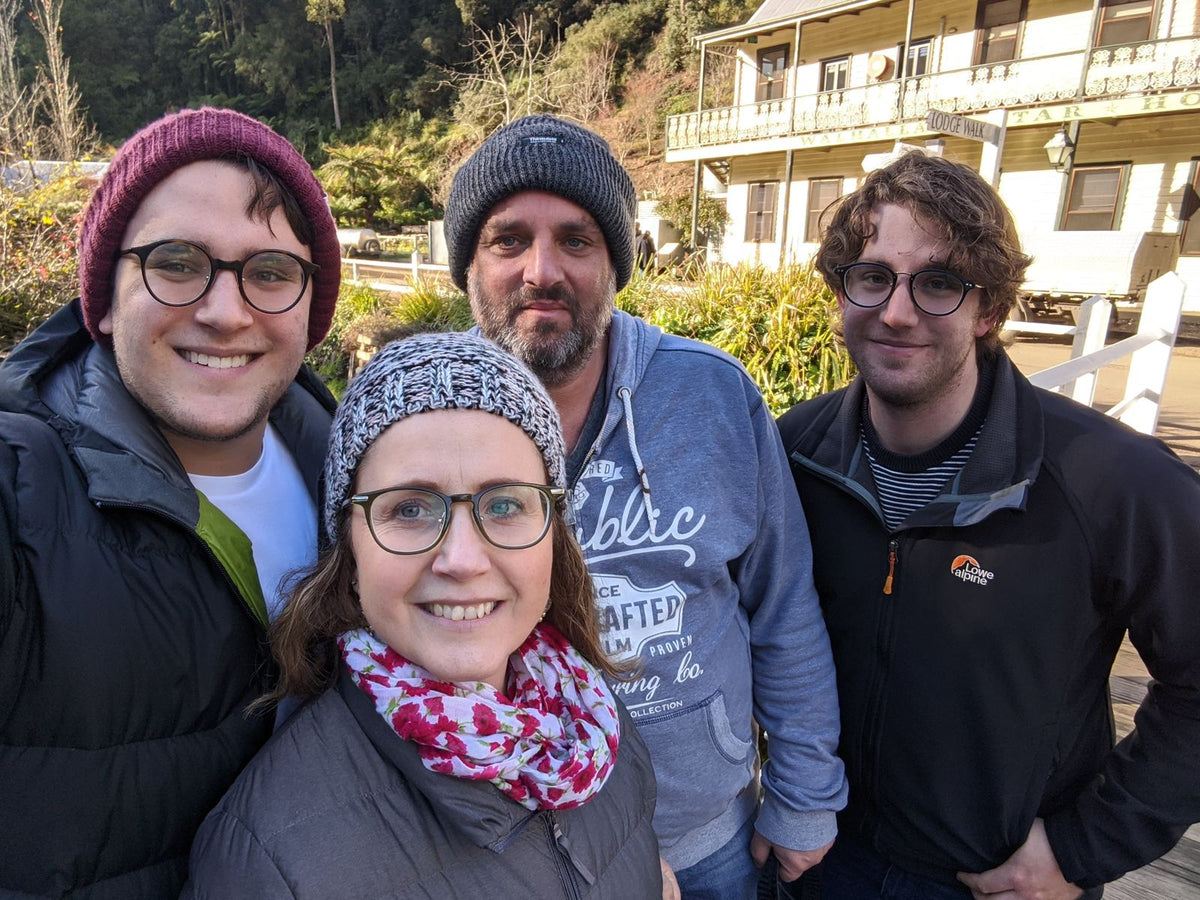 Mum, Dad, Thomas and Ben at Walhalla on 28 June 2020, the day Malt and Brew started