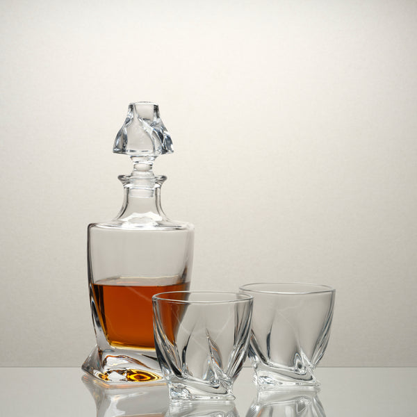 M&B Helix Crystal Whisky Decanter + 4 Whisky Glasses